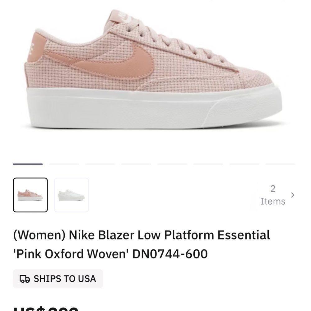 Nike Blazer Low Platform Pink Oxford Woven Sneakers. Size 11